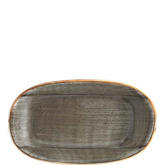Graue keramische Servierplatte, ovale Form
