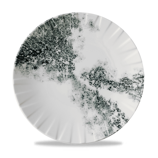 Schwarz-weiß gemusterter Teller.