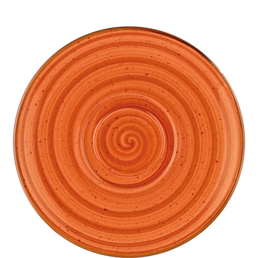 Orangenes Teller mit spiralförmigem Muster