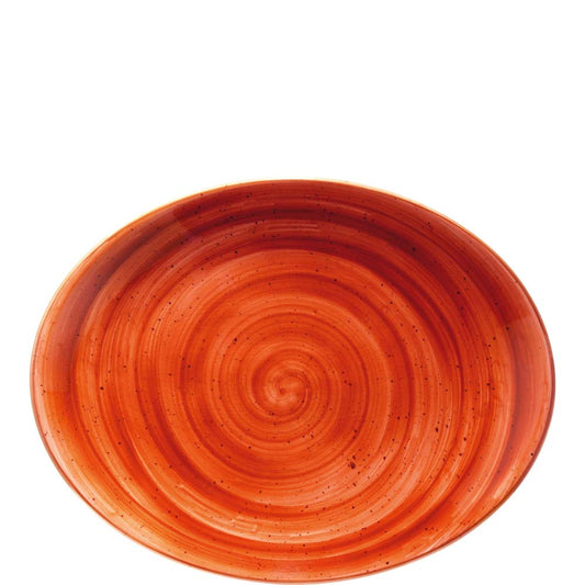 Orangener Spiral-Teller aus Keramik