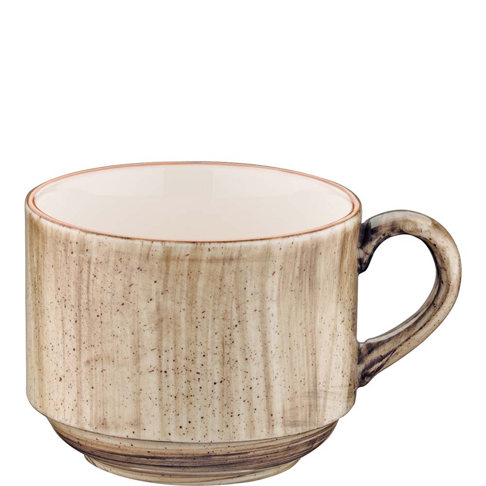 Keramiktasse mit rustikalem Design.