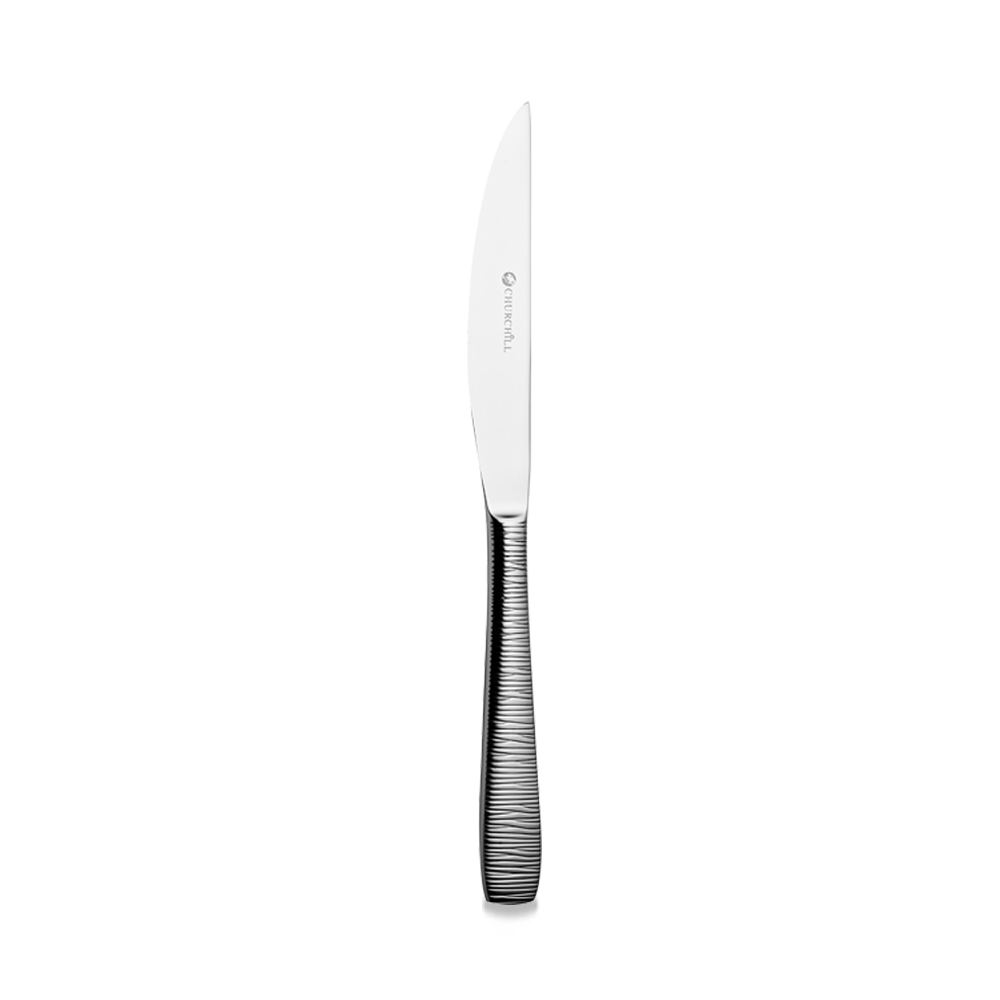 Silbernes Messer mit geriffeltem Griff.