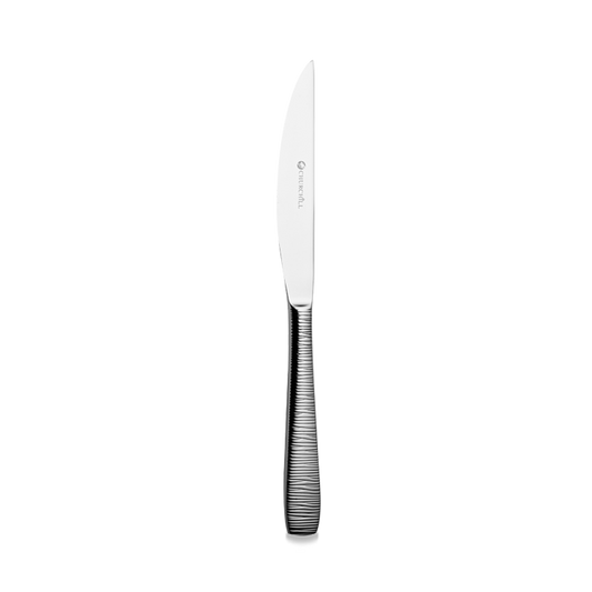 Silbernes Messer mit geriffeltem Griff.