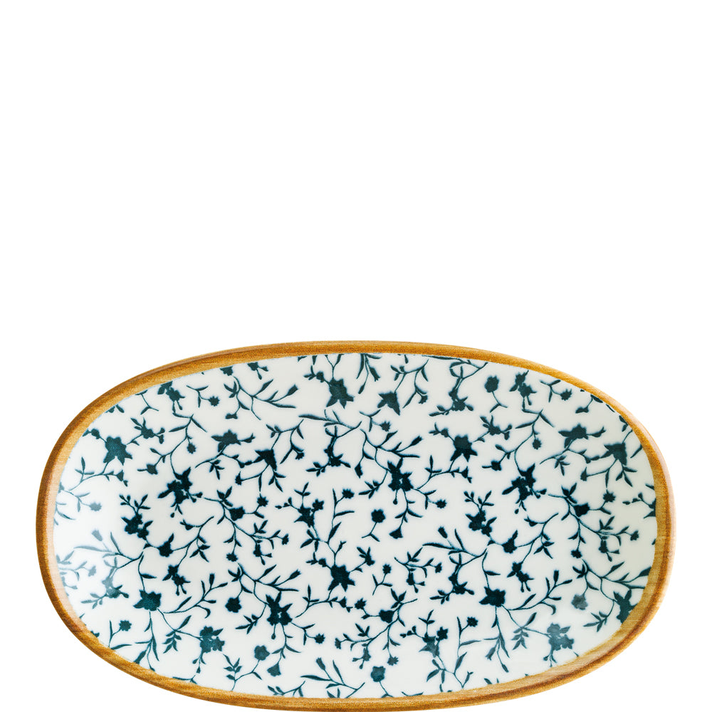 Blauer Teller mit Blumenmuster