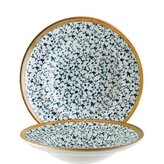Weiße Teller mit blauem Muster