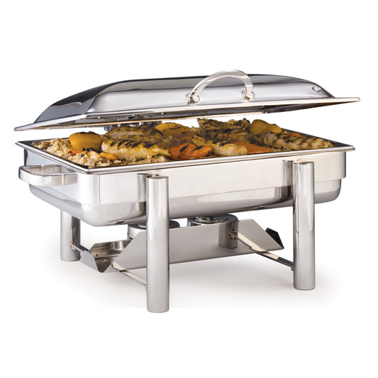 Chafing Dish mit Essen gefüllt.