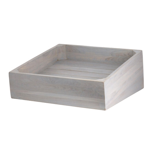 Holztablett, quadratisch, naturbelassen.