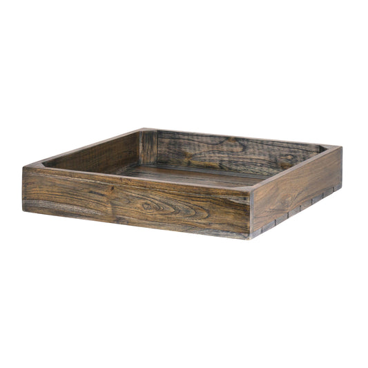Holztablett mit erhöhtem Rand.
