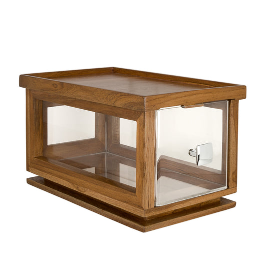 Holz-Vitrine mit Glaseinsatz, leer.
