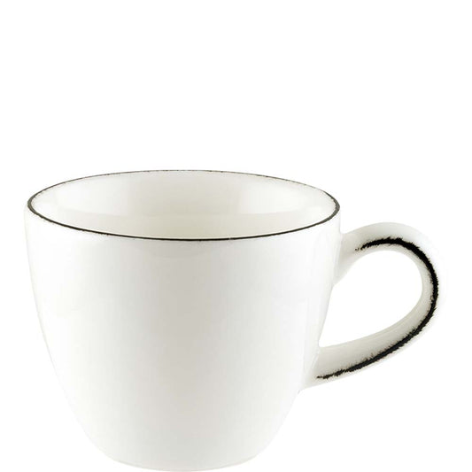 Weiße Tasse mit schwarzer Kante
