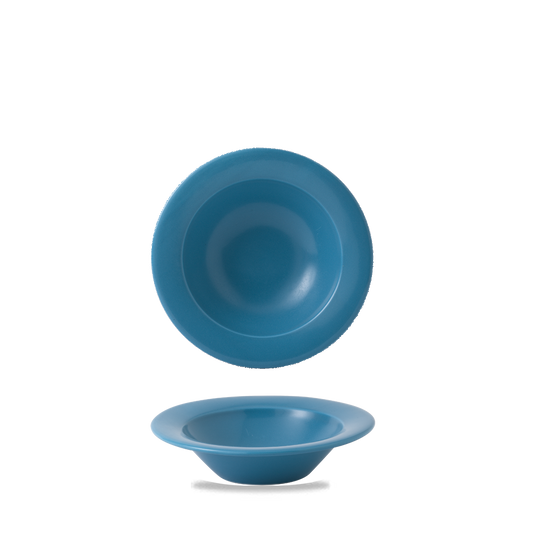 Zwei blaue Teller, einer tief.