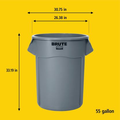 BRUTE® Rundbehälter mit Luftkanälen, 208 l, Grau