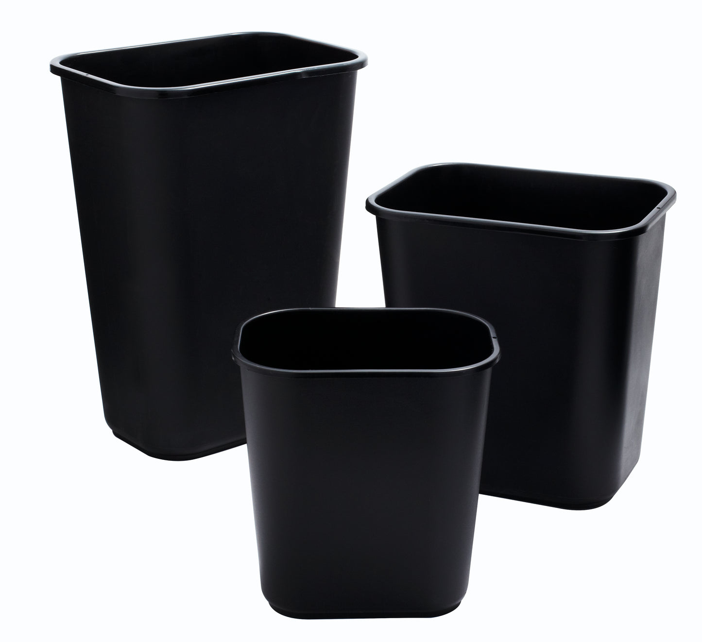 Schreibtisch-Papierkorb rechteckig, 27 l, Schwarz