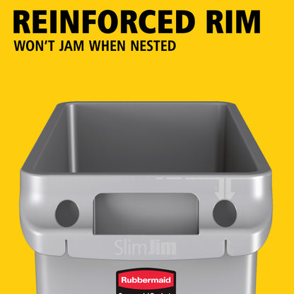 Slim Jim® Abfalleimer mit Luftkanälen, 87 l, Grau