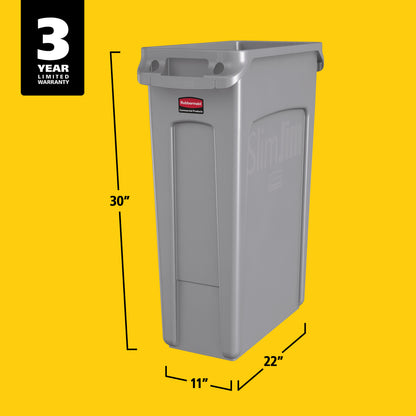 Slim Jim® Abfalleimer mit Luftkanälen, 87 l, Grau