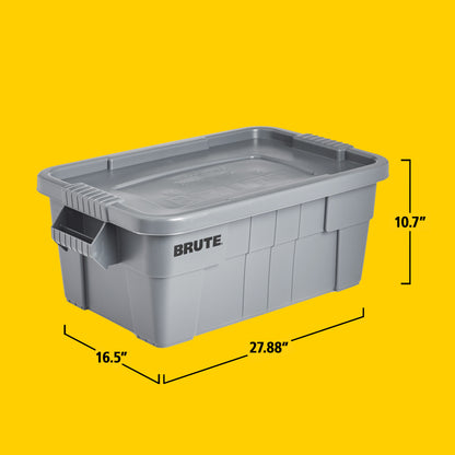 BRUTE® Lager‑ und Transportbehälter aus Kunststoff mit Deckel, 53L, grau