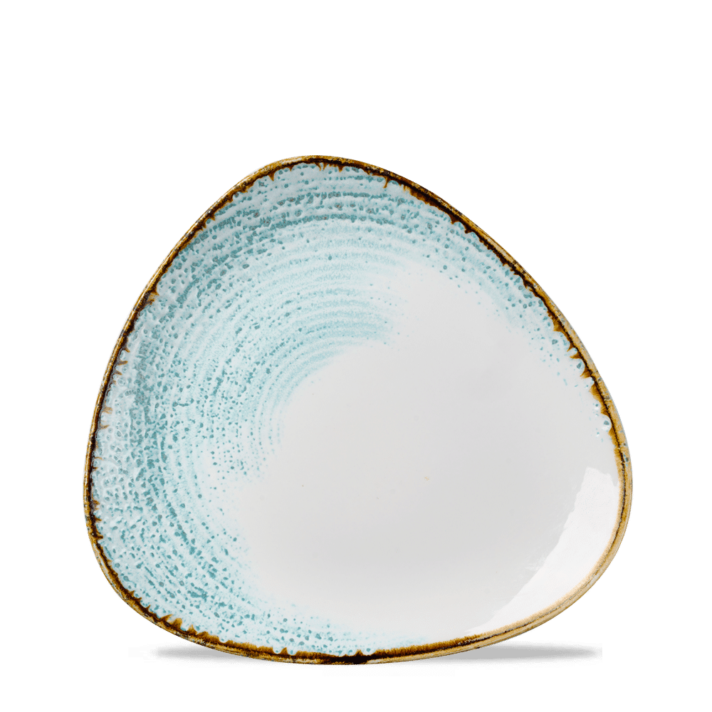 Blaue, dreieckige Keramikschale