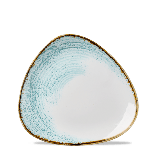Blaue, dreieckige Keramikschale