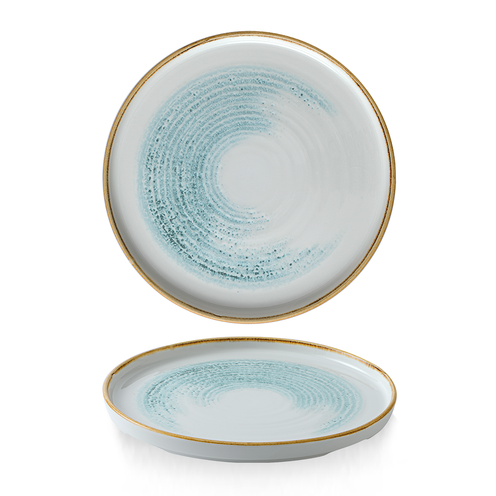 Zwei Teller mit blauem Muster.