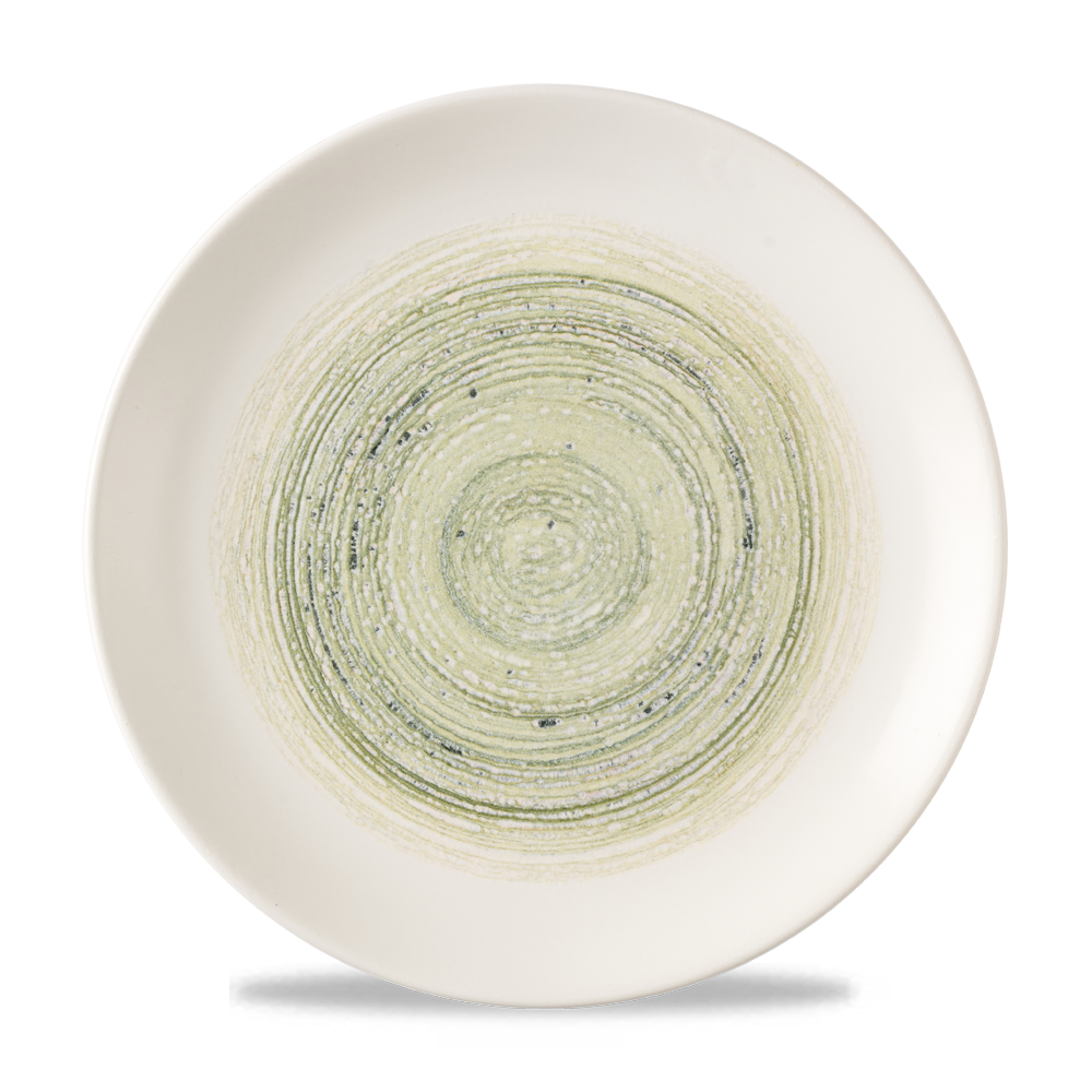 Teller mit grünem Muster.