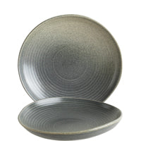 Zwei graue, runde Teller.