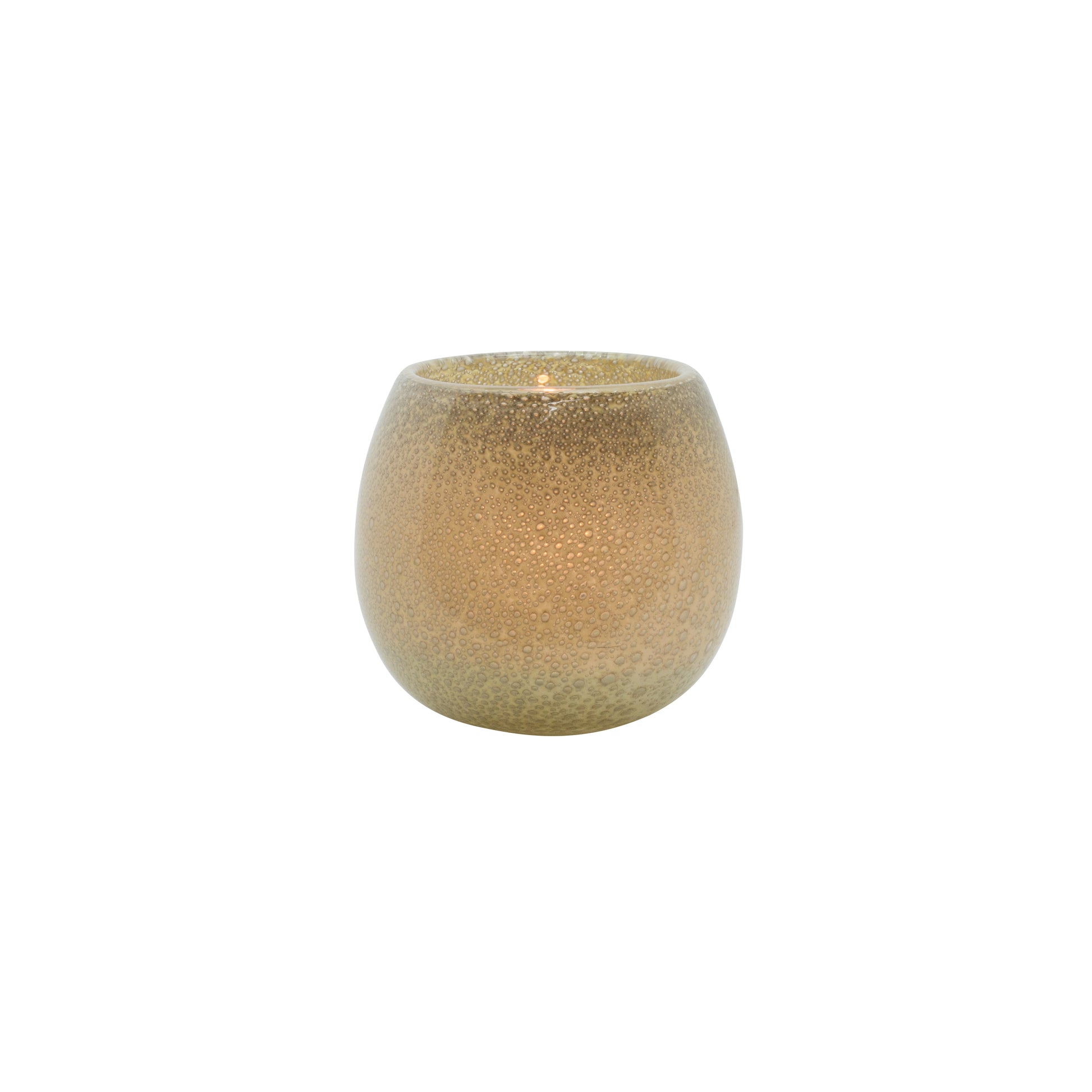 Goldener, strukturierter Glasbecher.