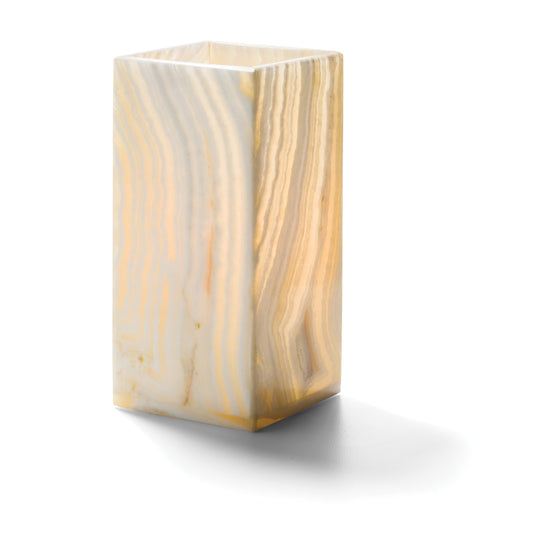 Beleuchteter, rechteckiger Onyx-Lampenschirm.
