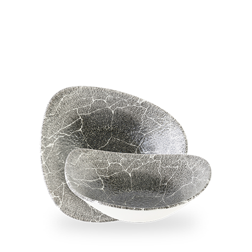 Schale aus dunklem, marmoriertem Stein