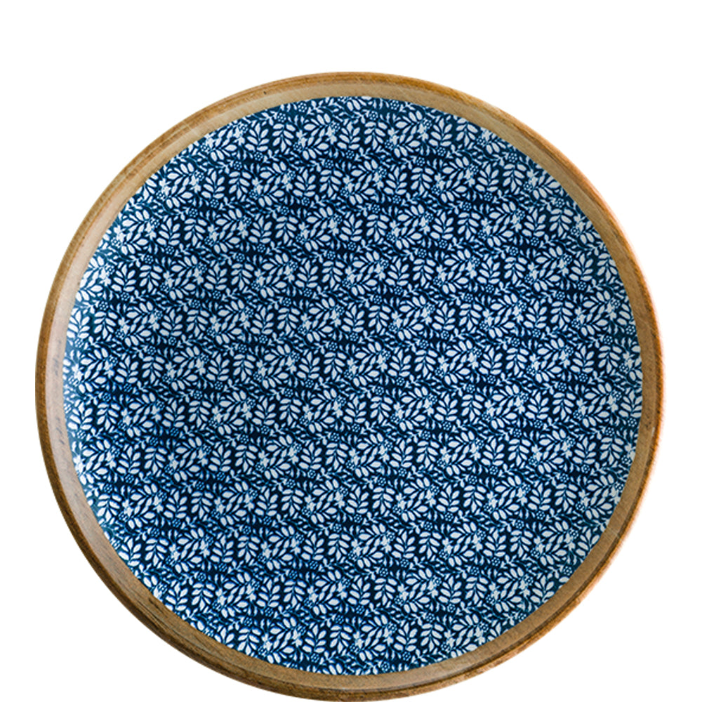 Runder Teller mit blauem Muster