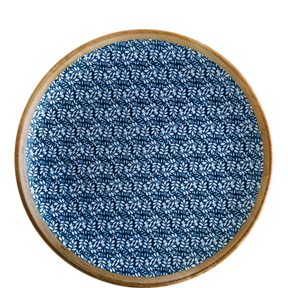 Runder Teller mit blauem Muster