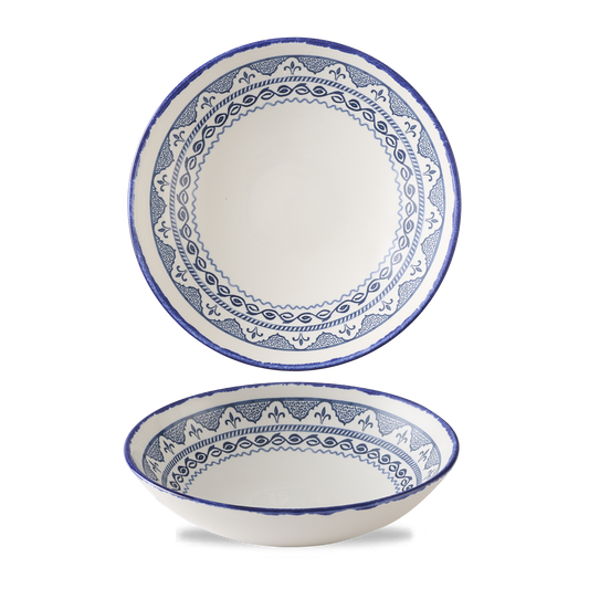 Zwei Teller mit blauem Muster.
