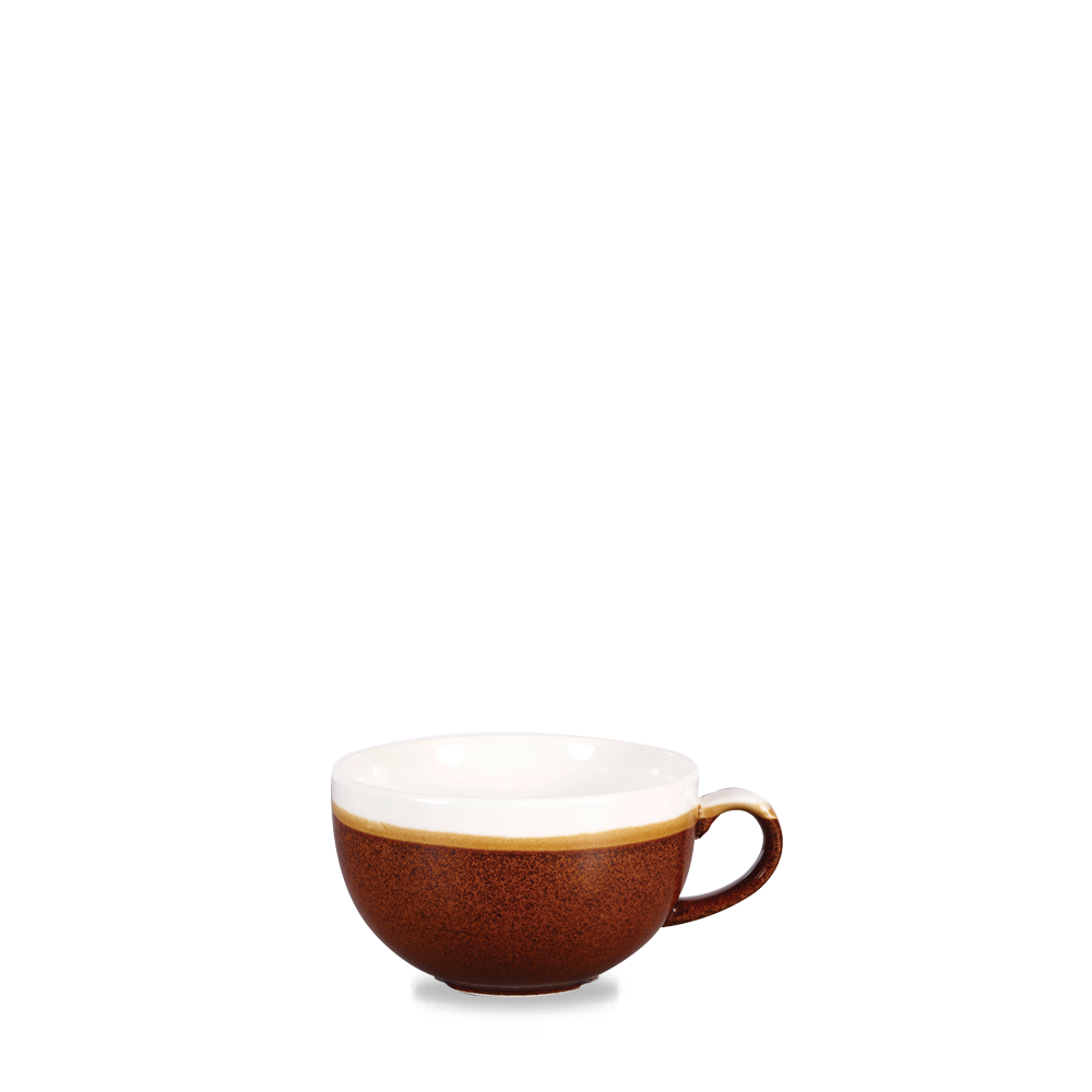 Braune Tasse mit Henkel.