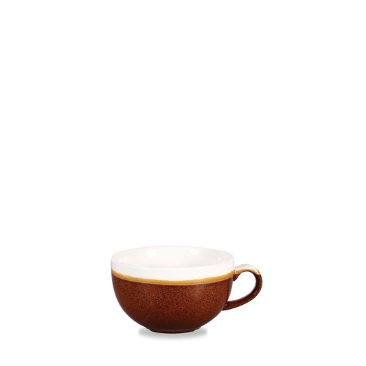 Braune Tasse mit Henkel.