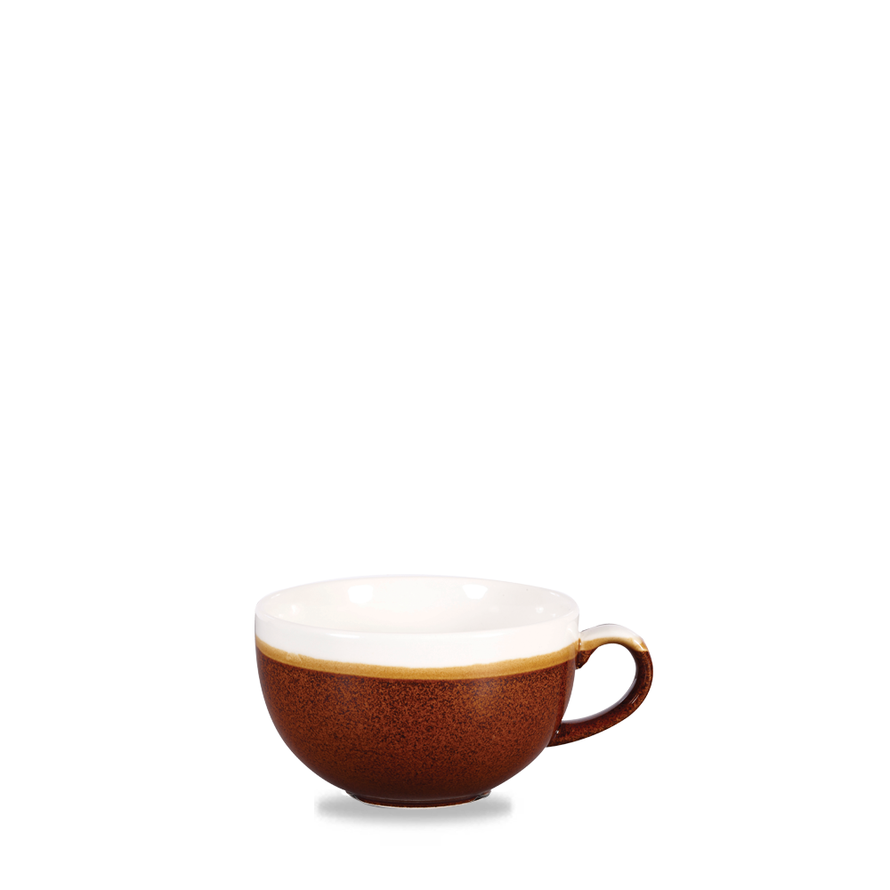 Braune Tasse mit Henkel.