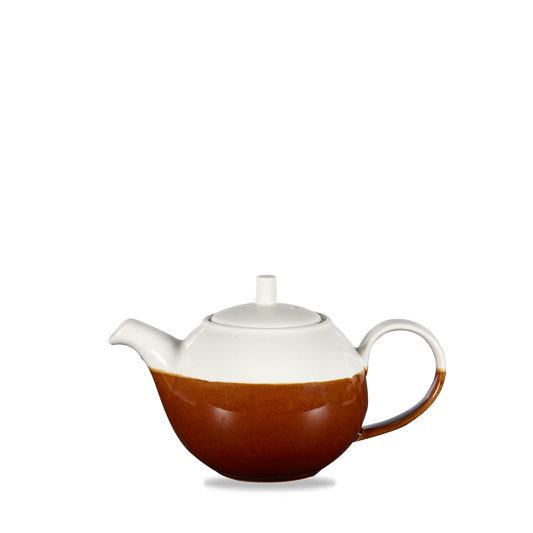 Braune und weiße Teekanne.