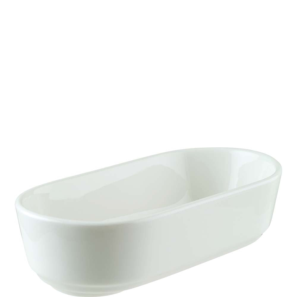 Weiße Keramik-Servierschale, oval