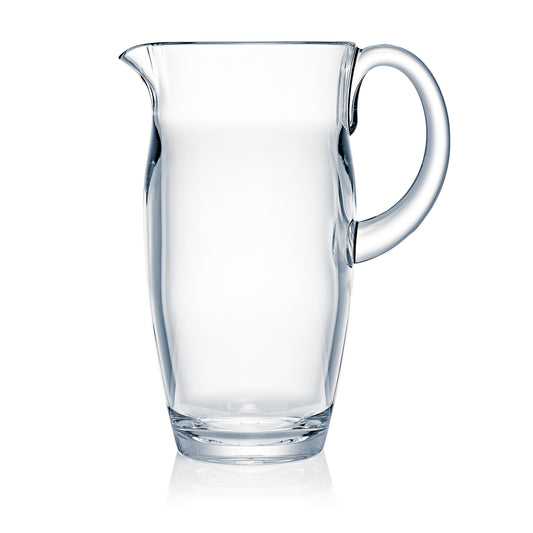 Leerer Glaskrug mit Henkel.