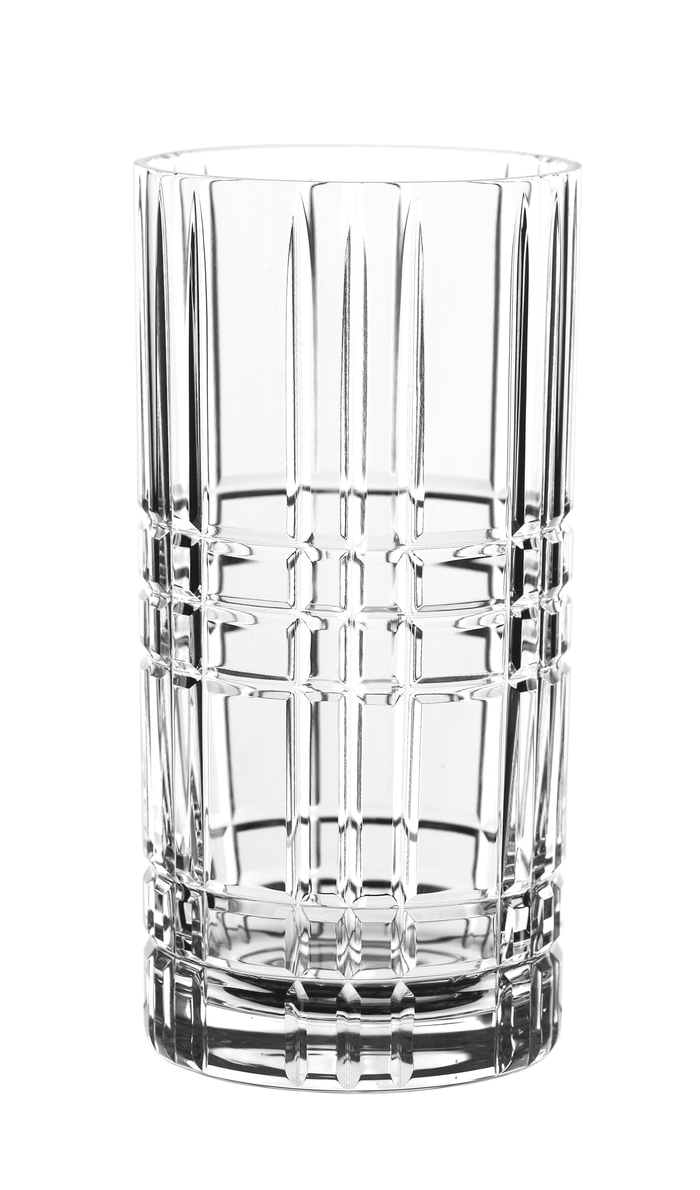 Kristallglas, leer, transparent, hoch, strukturiert