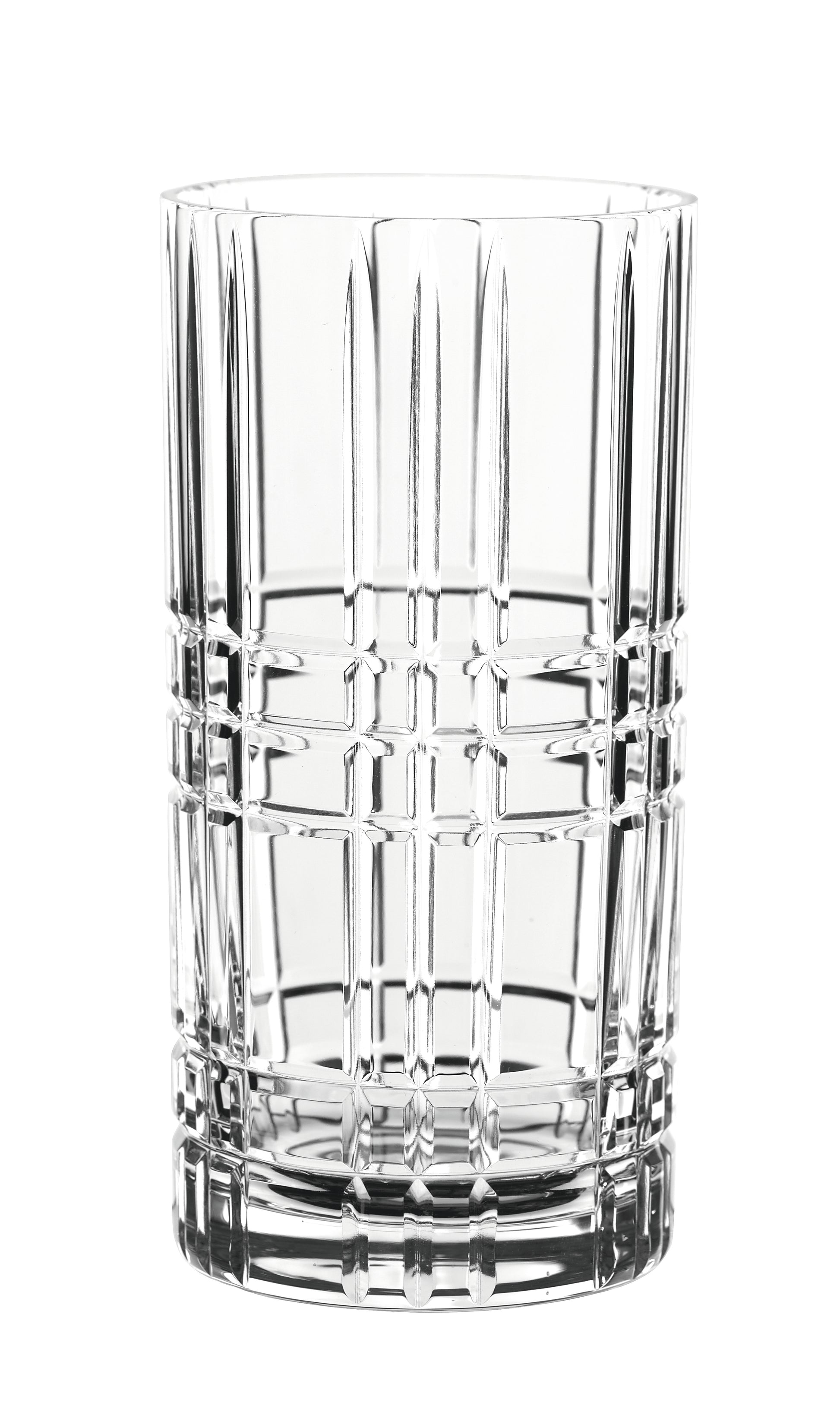 Kristallglas, leer, transparent, hoch, strukturiert