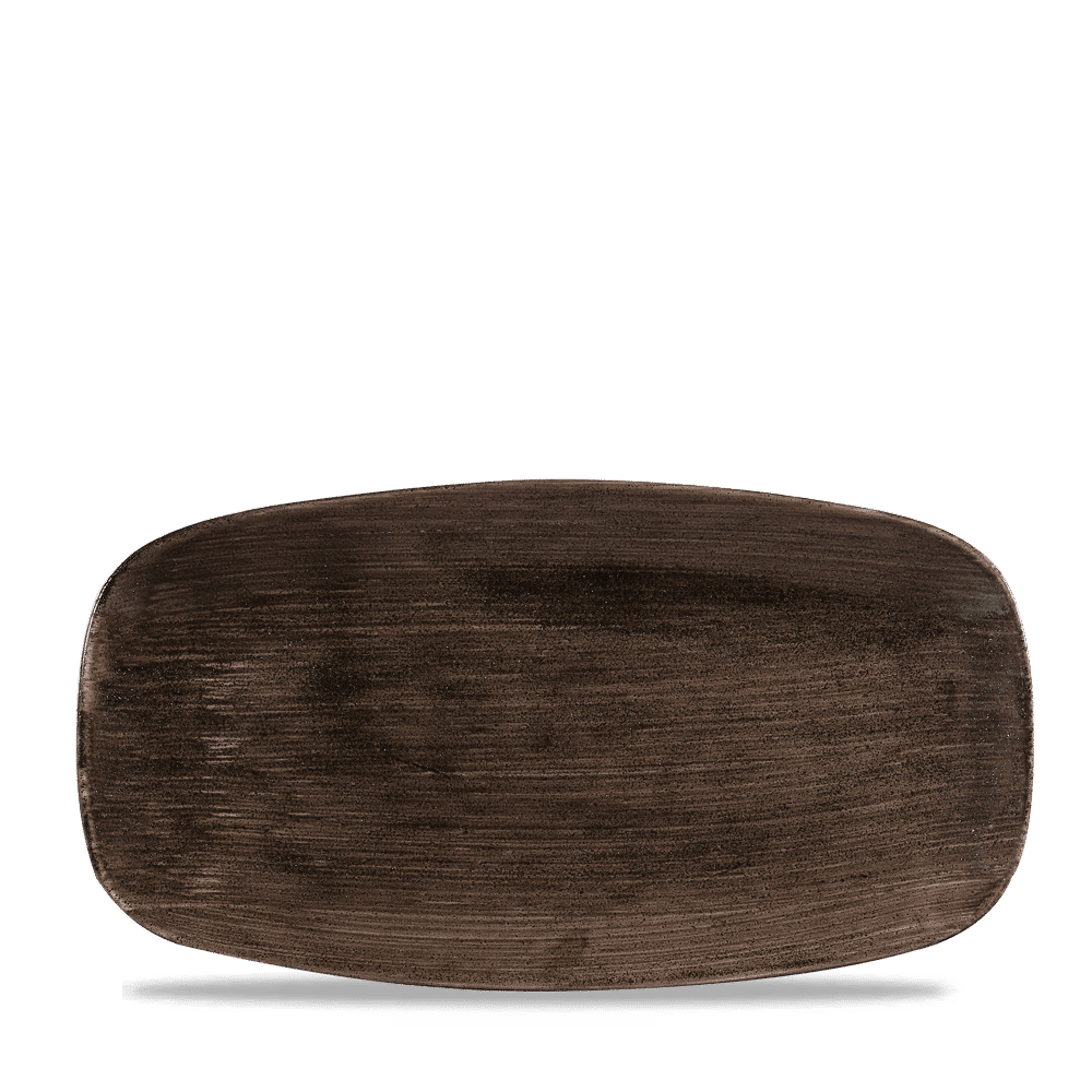 Leeres dunkles Holztablett, B2B Gastronomie