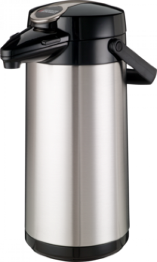 Thermoskanne aus Edelstahl, schwarz.
