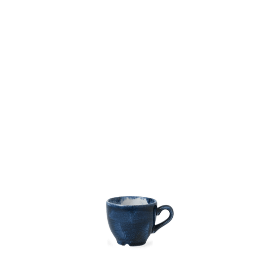 Blaue Kaffeetasse auf Tisch