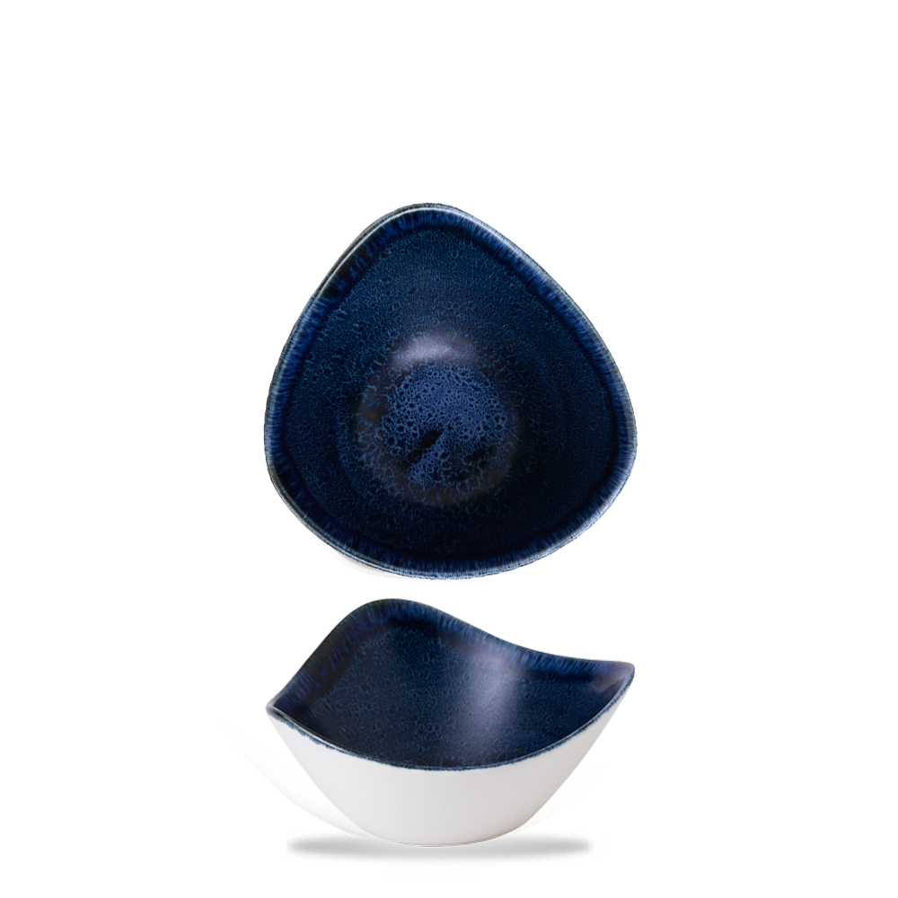 Zwei blaue, dreieckige Schalen.