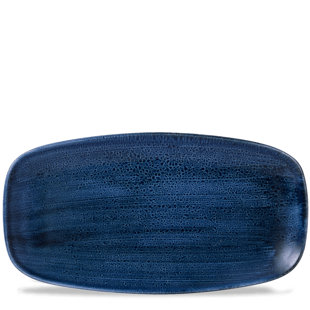 Blaue, rechteckige Servierplatte