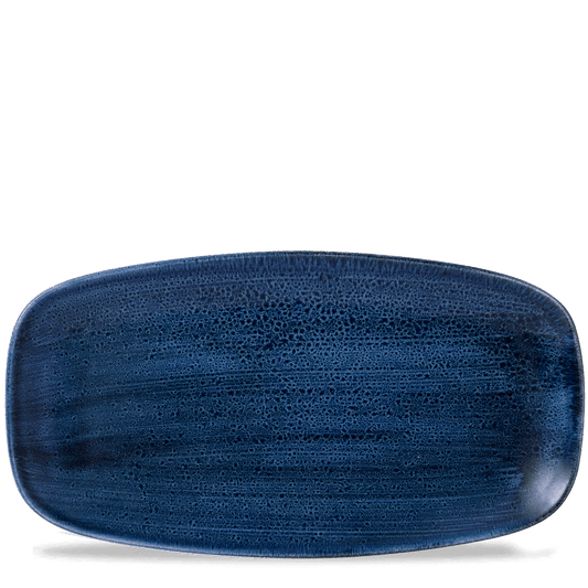 Blaue, rechteckige Servierplatte