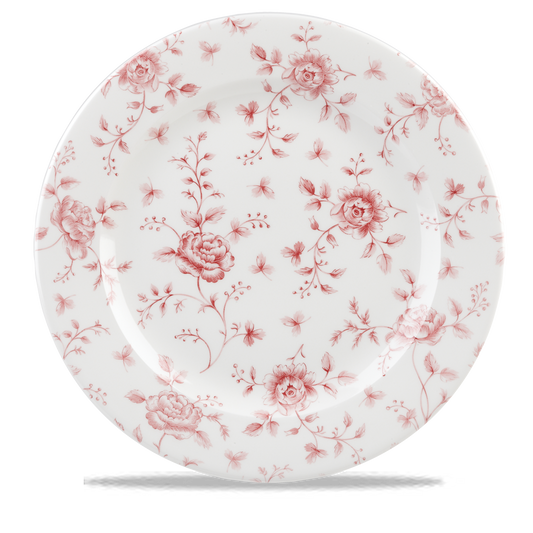 Teller mit rotem Blumenmuster.