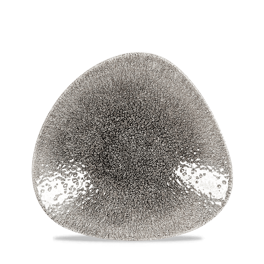 Silberne, strukturierte Servierplatte