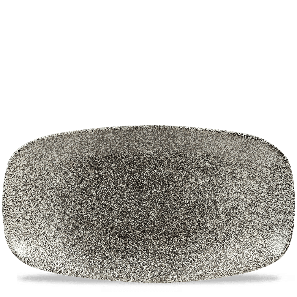 Silberne, elegante Servierplatte