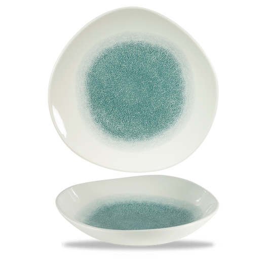 Zwei Teller mit blauem Muster.