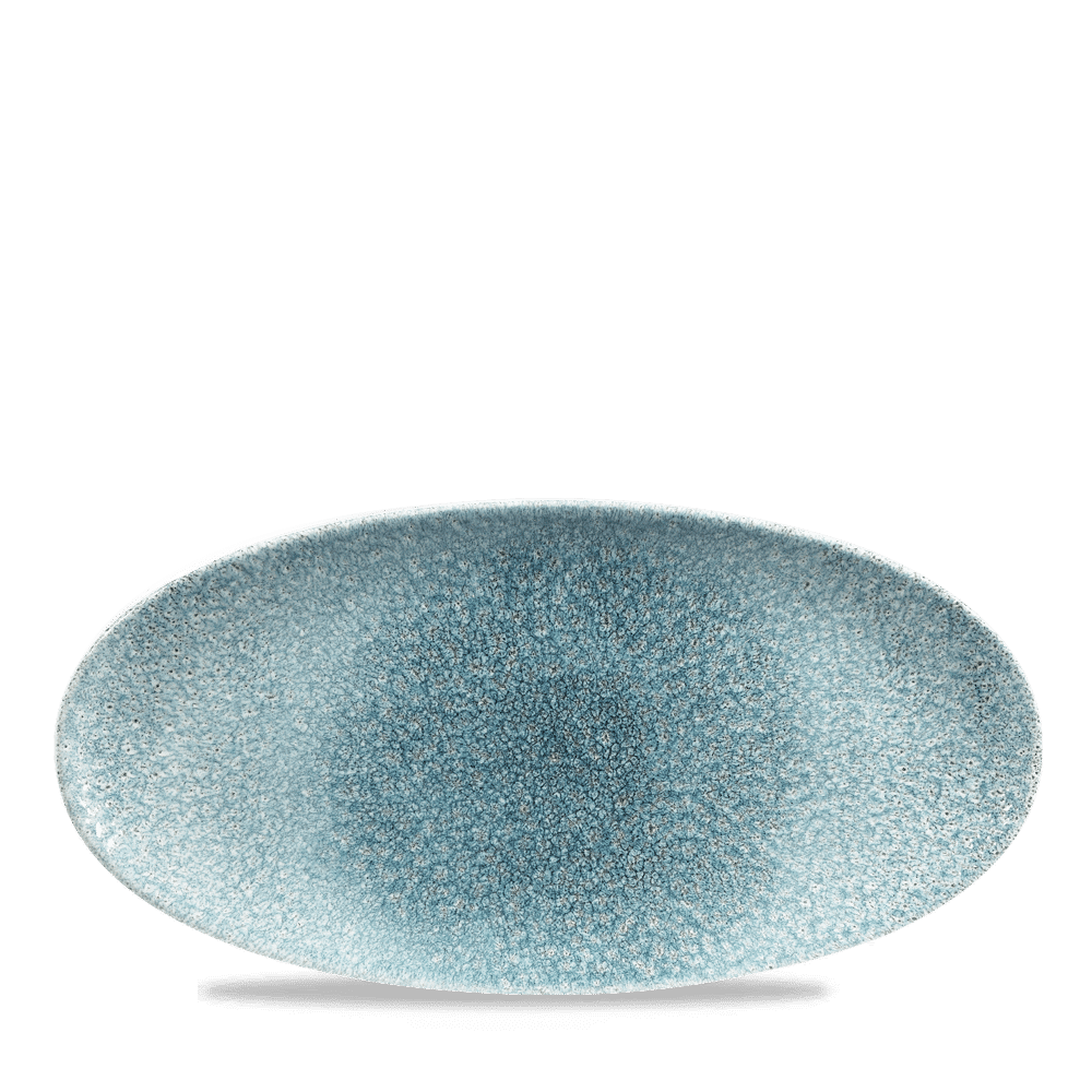 Blaue, ovale, dekorative Servierplatte